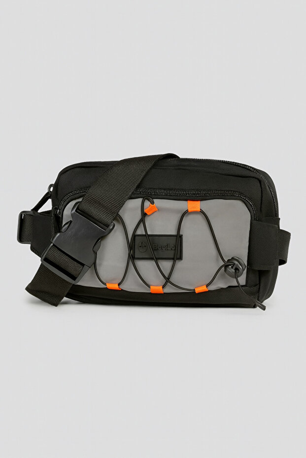 Black Unisex Waterproof Fabric Waist & Shoulder Bag 1047