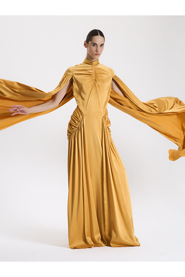 Pelerin Görünümlü Elbise - 8