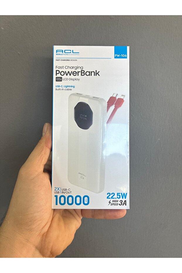 10000 mAh 2XUsb 1XPd Hızlı Şarj 22.5W Type-C Lightning Powerbank PW-106 - 1