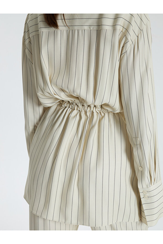 Çizgili Oversize Gömlek - 7