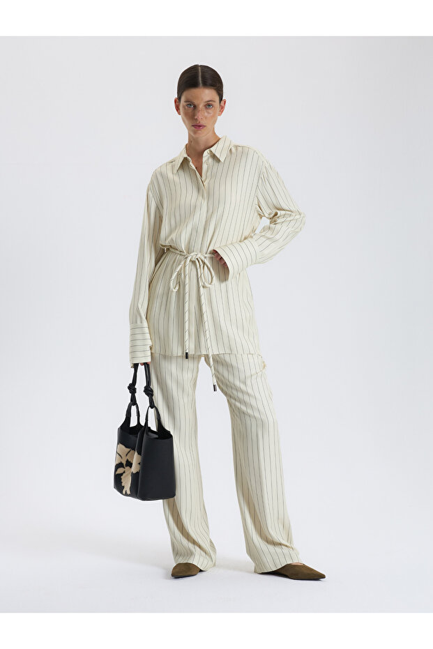 Çizgili Oversize Gömlek - 6