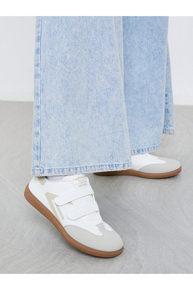 Panelled Sneakers with Hook and Loop Closure