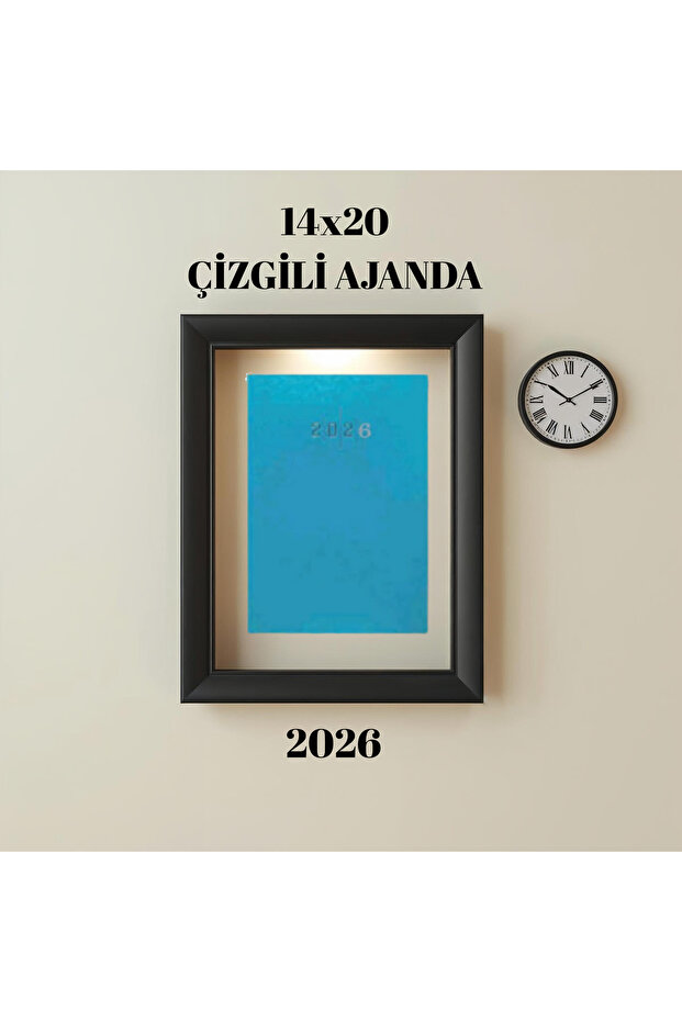 2026 أجاندا 14X20 مخطط باللون الفيروزي