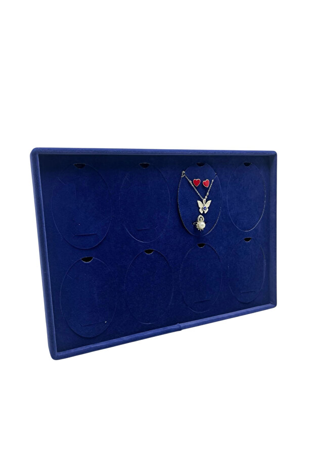Suede Fabric Navy Blue 34-24 cm Pedestal Stand with 8 Pads