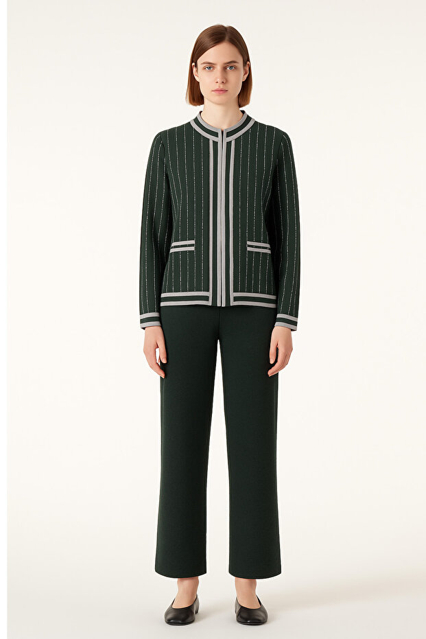 Nefti Green Striped Women's Jacket