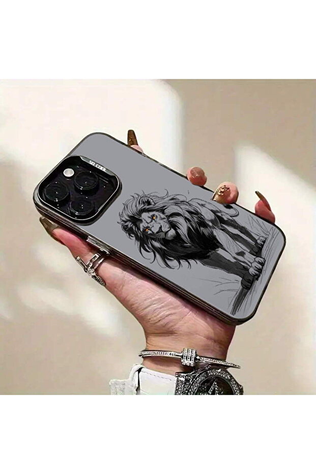Lion Design Metallic Look Matte Silicone Case Compatible with Samsung Galaxy A56 - 4