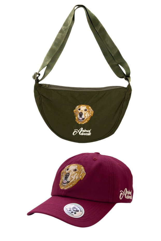 Golden Dog Embroidered Bag and Hat Set - Golden Dog Embroidered Hat and Bag Set