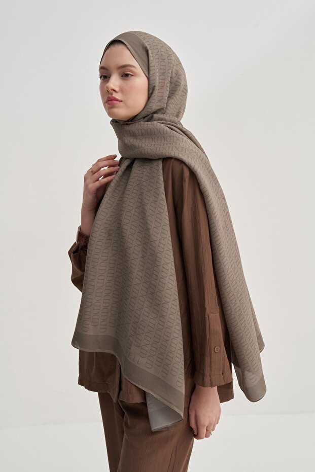 Vector Monogram Floş Şal Soft Kahve - 3