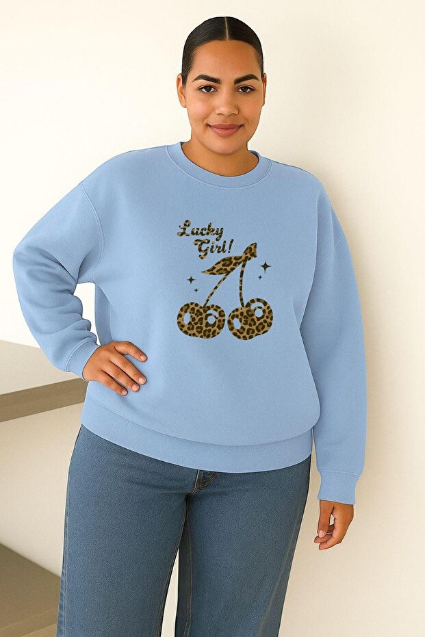 3-Ply Combed Cotton Lucky Girl! Printed Large Size Unisex Sweatshirt