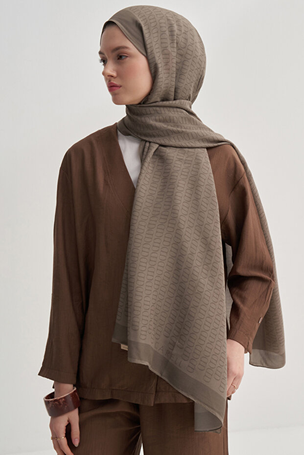 Vector Monogram Floş Şal Soft Kahve - 4