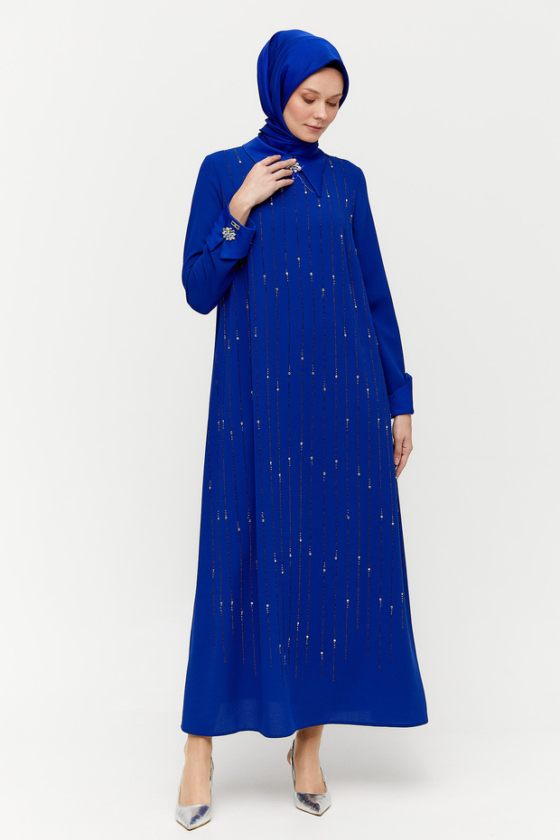 Broşlu Davet Elbise - 2