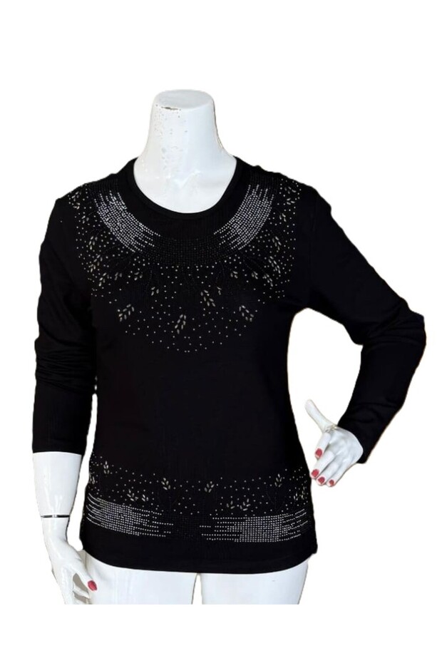 Long Sleeve Luxury Stone Embroidered Clover Fabric Mother Blouse