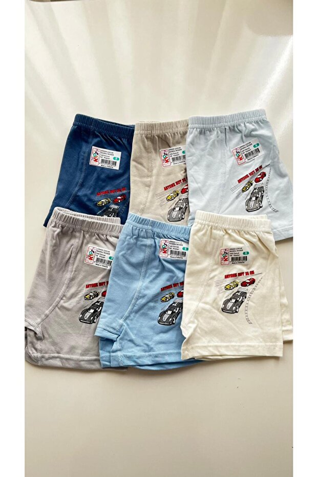 Boys' Patterned Boxers 6-Pack Kids 100% Cotton