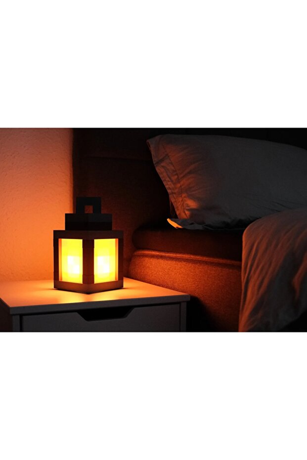 Minecraft temalı Midi turuncu gece lambası -Figür yuvası - 3