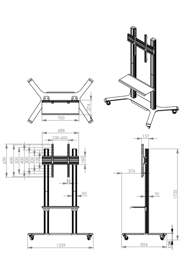 Raflı LCD TV / Monitör / Akıllı Tahta Ekranı Sehpası 55” – 86” - 7