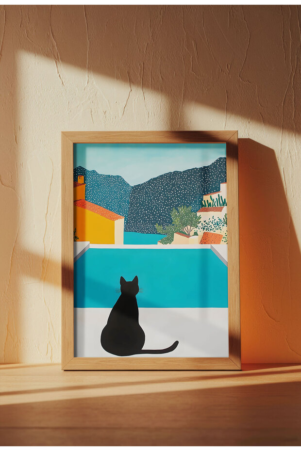 Black Cat Canvas Print – Digital Artwork on Unframed - Black Cat 01 - 5