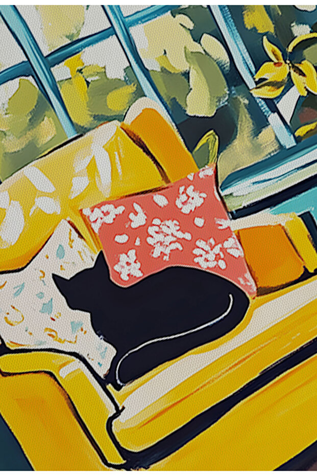 Black Cat Canvas Print – Digital Artwork on Unframed - Black Cat 14 - 7