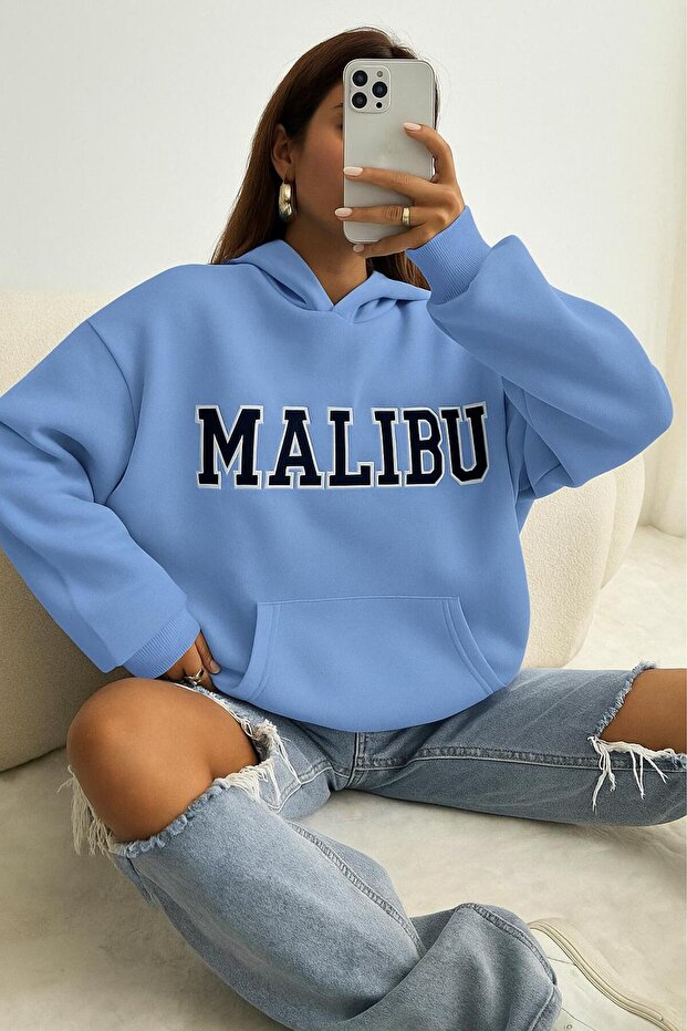 3 Yarn Combed Cotton Malibu Printed Unisex Hooded Sweat