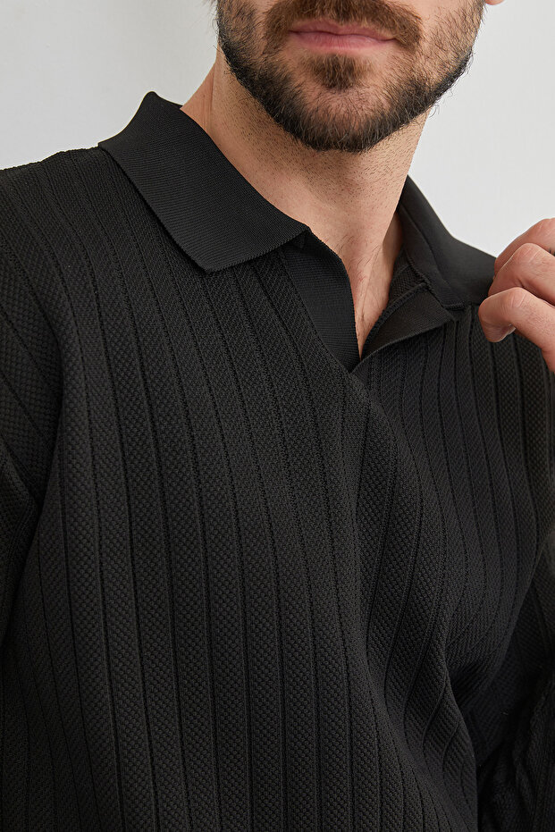 Basic Polo Yaka Triko Kazak - 5