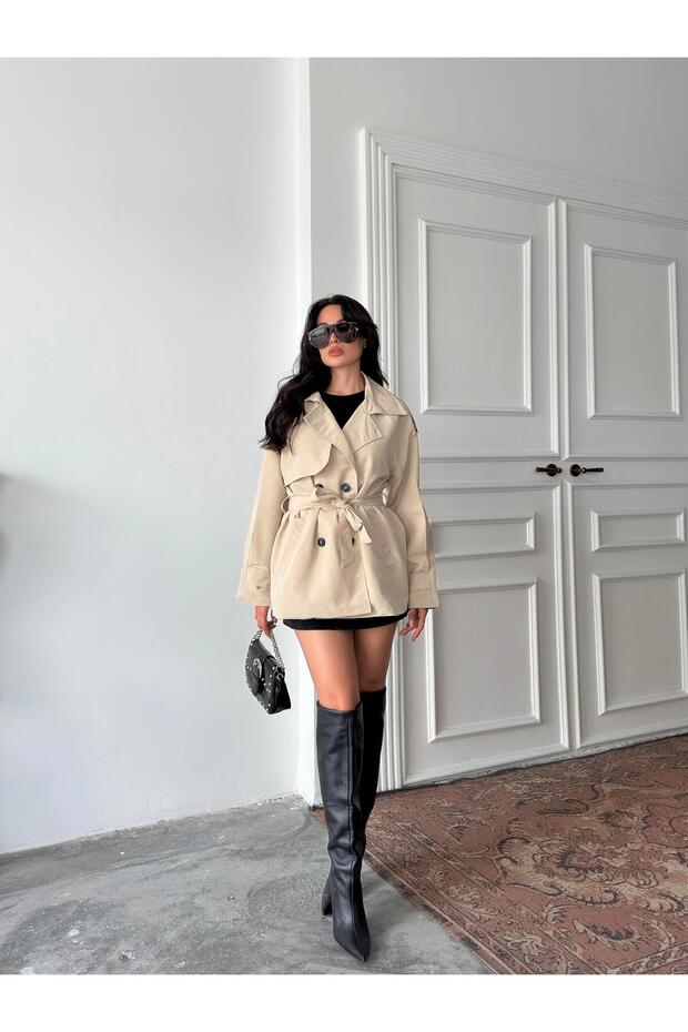 Taş Kuşaklı Midi Trençkot - 2
