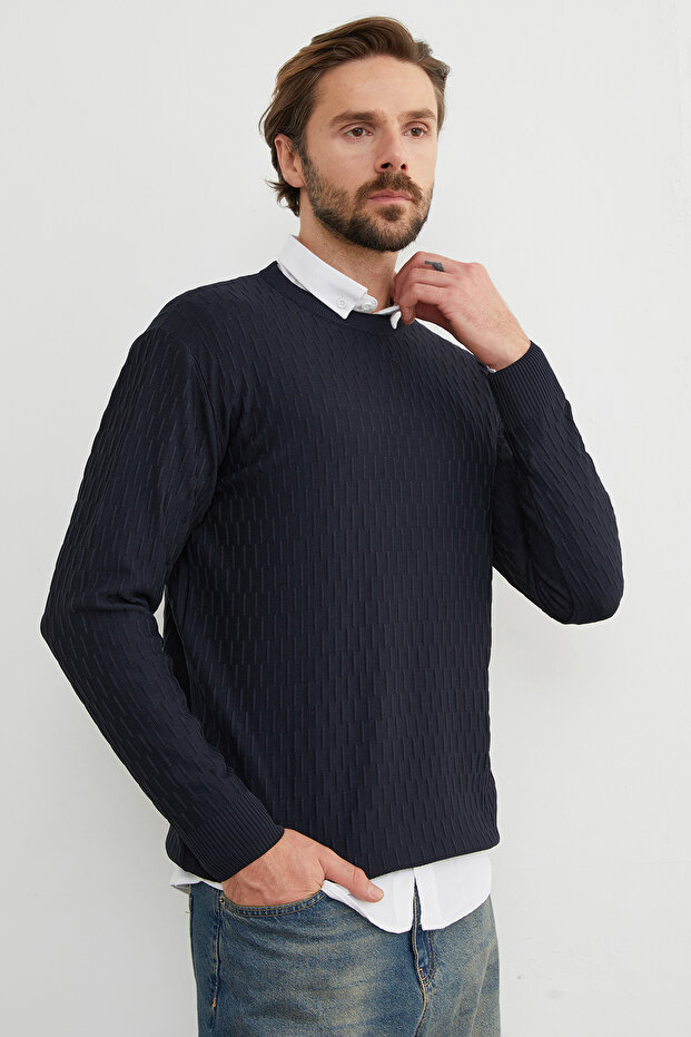 Basic Bisiklet Yaka Triko Kazak - 3