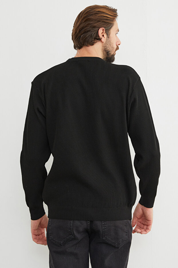 Basic Bisiklet Yaka Triko Kazak - 6