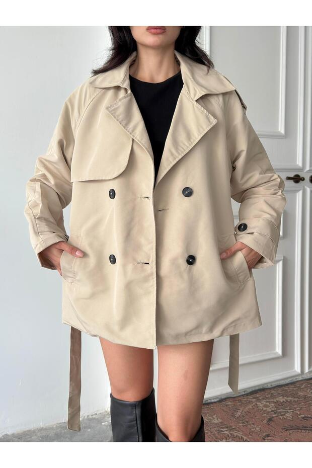 Taş Kuşaklı Midi Trençkot - 4