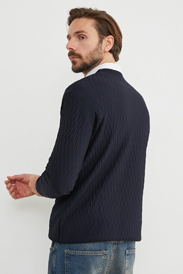 Basic Bisiklet Yaka Triko Kazak - 7