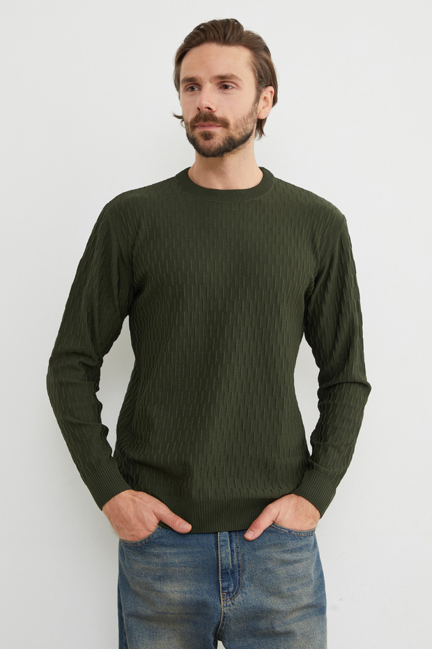 Basic Bisiklet Yaka Triko Kazak - 2