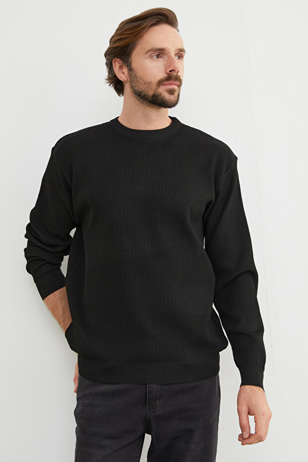 Basic Bisiklet Yaka Triko Kazak - 5