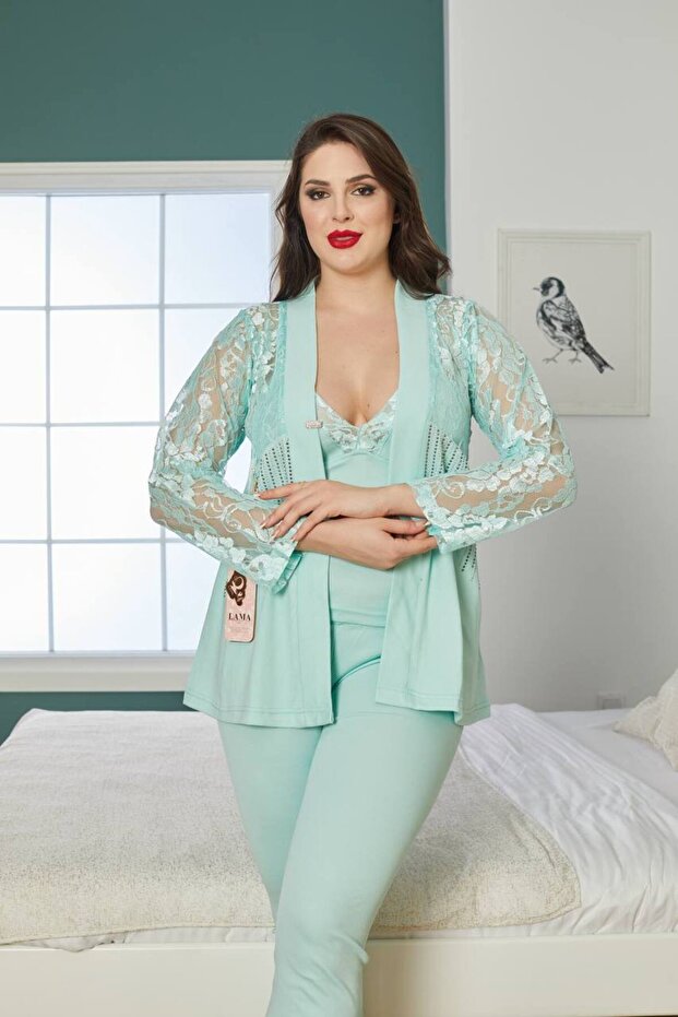 women's three-piece long-sleeve pajama set