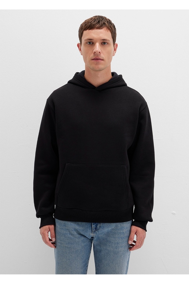 kapüşonlu basic loose fit sweatshirt - 2