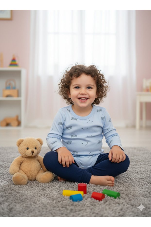 Girl Boy Child Baby Long Sleeve Snap Fastener Bodysuit-Badi 100% Organic Cotton 3.5-4-5-6 Years Old