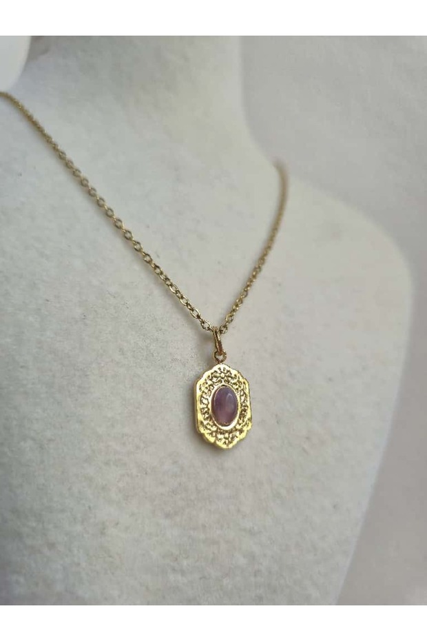Non-Tarnish Steel Vintage Topaz Necklace 5