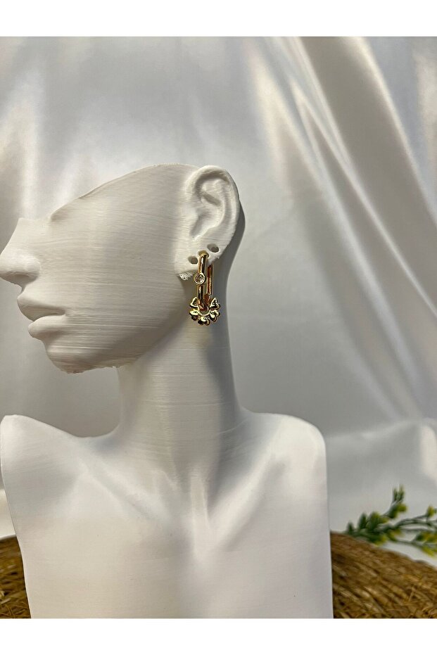 Çiçekli Çelik Küpe - 2