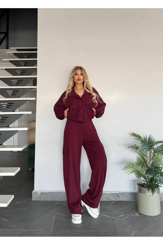 طقم سترة بياقة مرصعة بالأحجار - 3