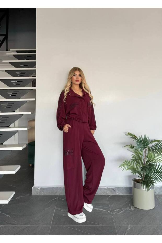 طقم سترة بياقة مرصعة بالأحجار - 2