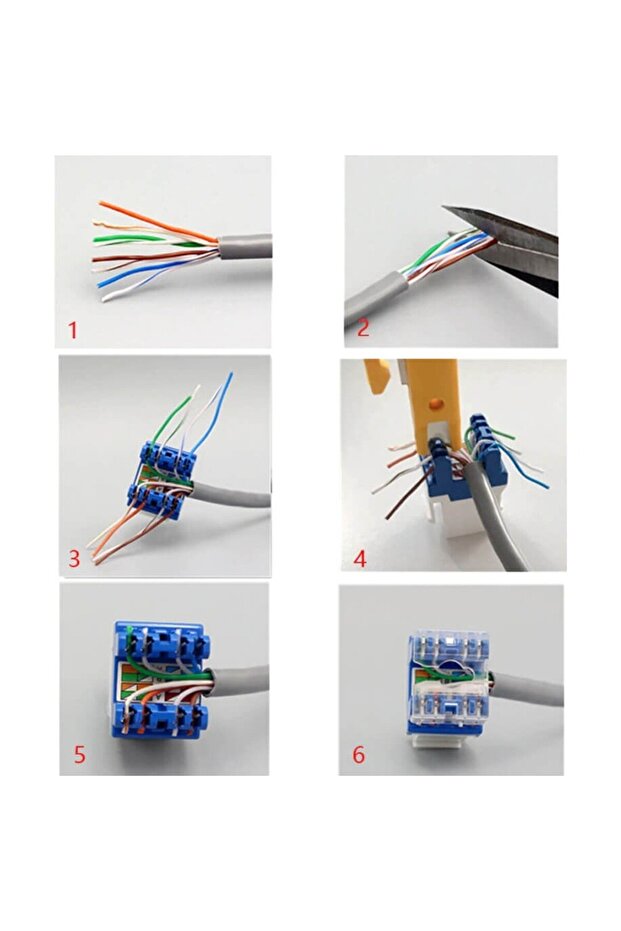 1 Adet RJ45 Cat6 UTP 180 Derece Keystone Jack Ethernet Duvar Jakı Dişi Jak Ağ Konektörü - 8
