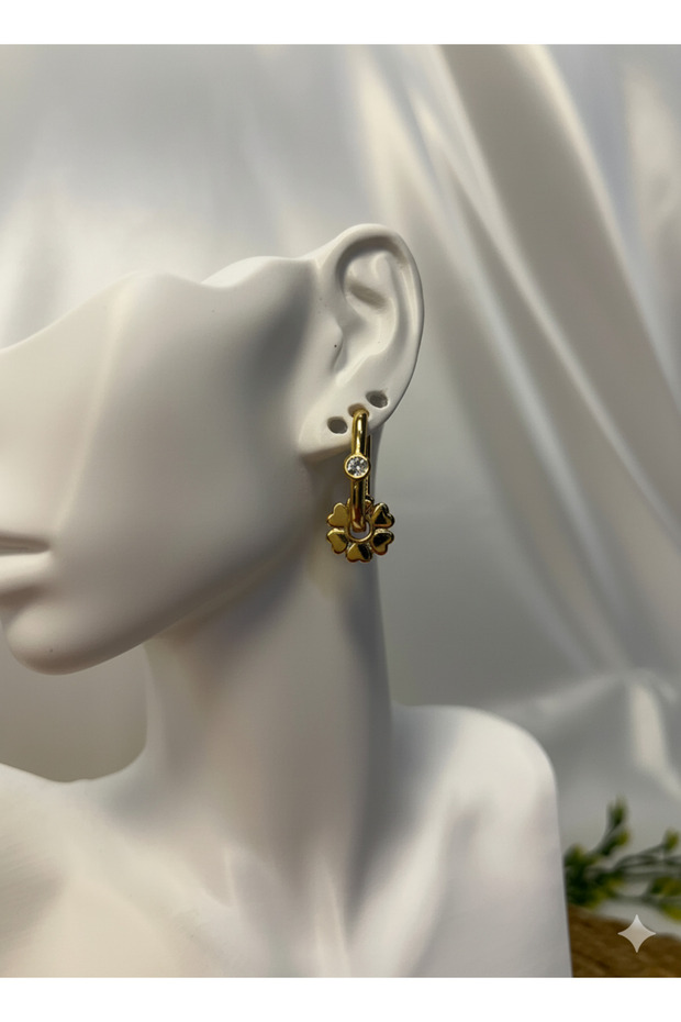 Çiçekli Çelik Küpe - 1