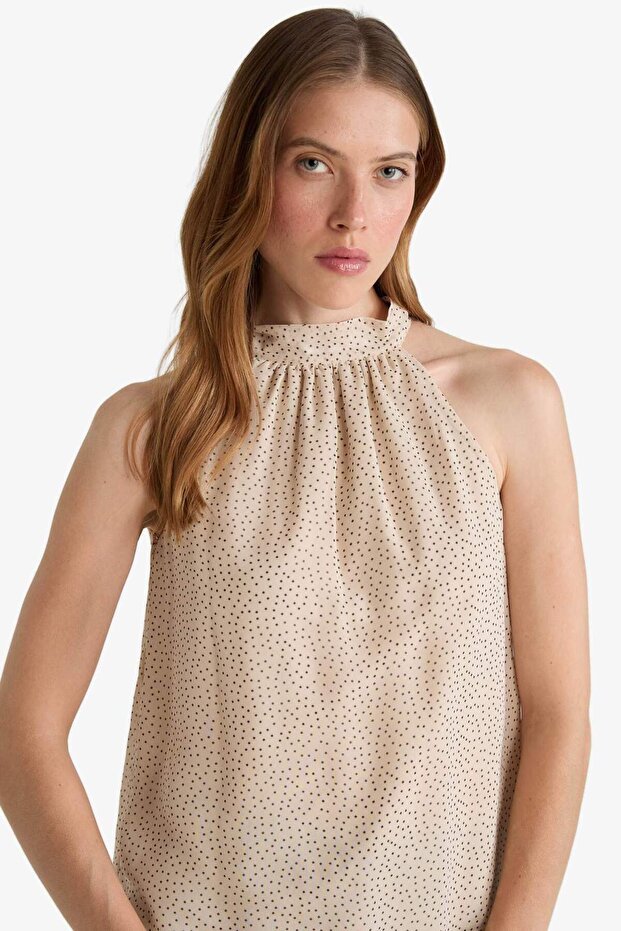 Regular Fit Halter Yaka Şifon Kolsuz Bluz G0129AX25AU - 5