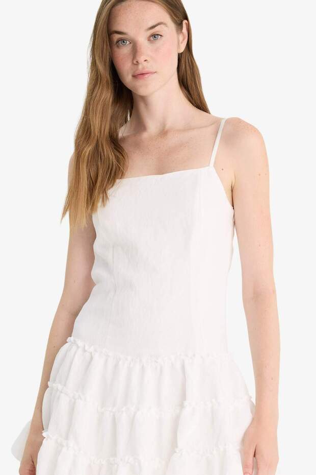Regular Fit Kare Yaka Modal Askılı Mini Elbise F9022AX25AU - 4