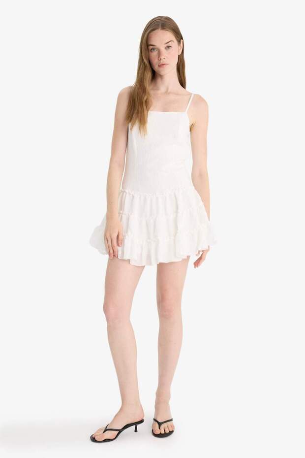Regular Fit Kare Yaka Modal Askılı Mini Elbise F9022AX25AU - 1