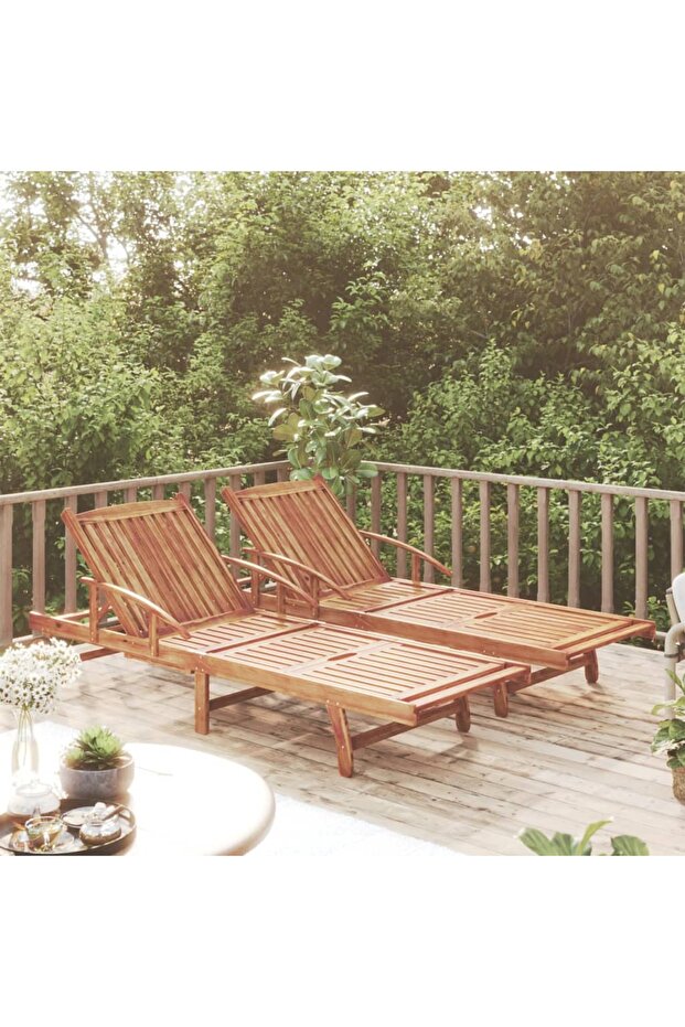 Sun Loungers 2 pcs Solid Wood Acacia