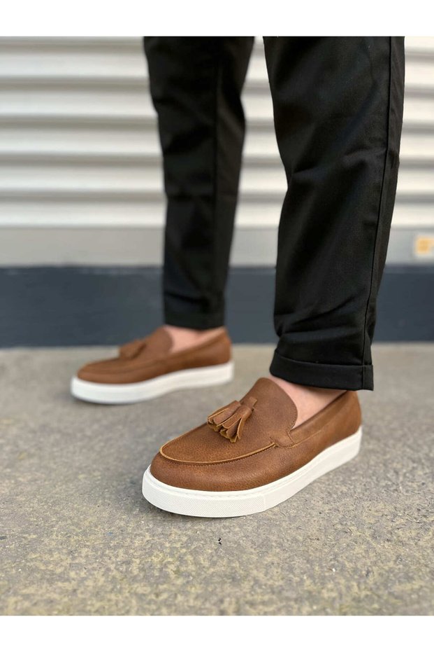 Jy153 Bloom Laceless Tasseled Skin Men's Casual Sports Classic Shoes Cbt - Tan