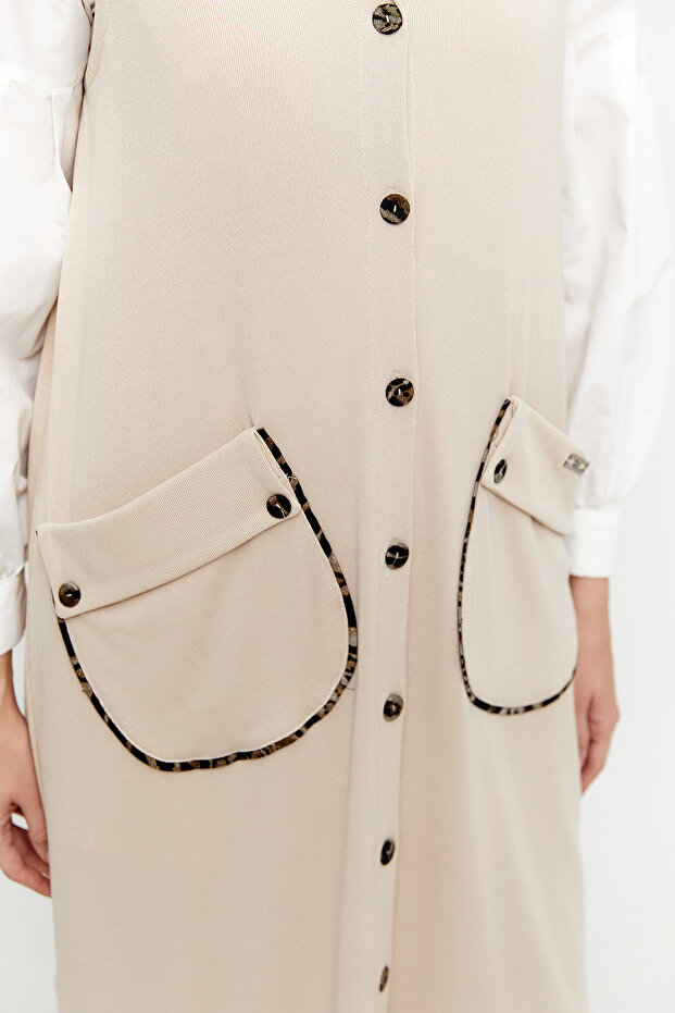 Leopar Biyeli Uzun Yelek - 4