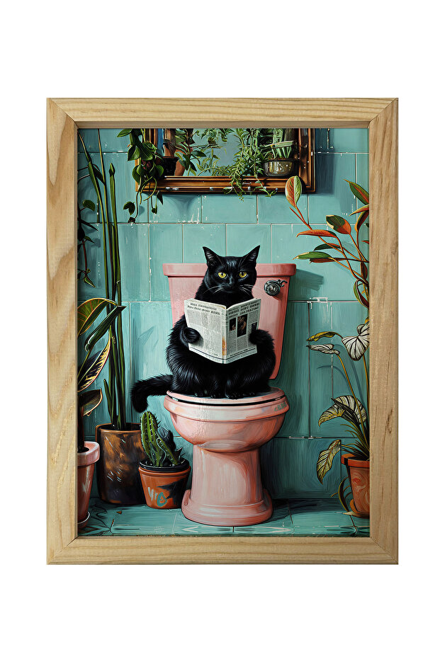 Ahşap Çerçeveli Kedi Temalı Tablo Tekli MDF Poster Tablo Duvar Dekoru (21x30 cm) - 1
