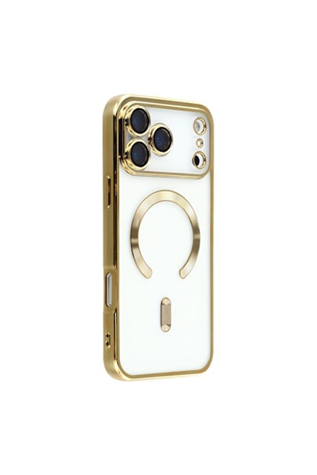 Husă de protecție pentru iPhone 17 Pro, Optim Solution, aurie/transparentă, antișoc, încărcare rapidă - 1