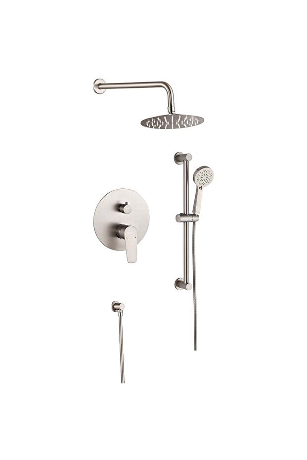 Milano Luxe Bayz Two Way Concealed Bath Shower Mixer Set | Rain Shower Kit in Brush Nickel