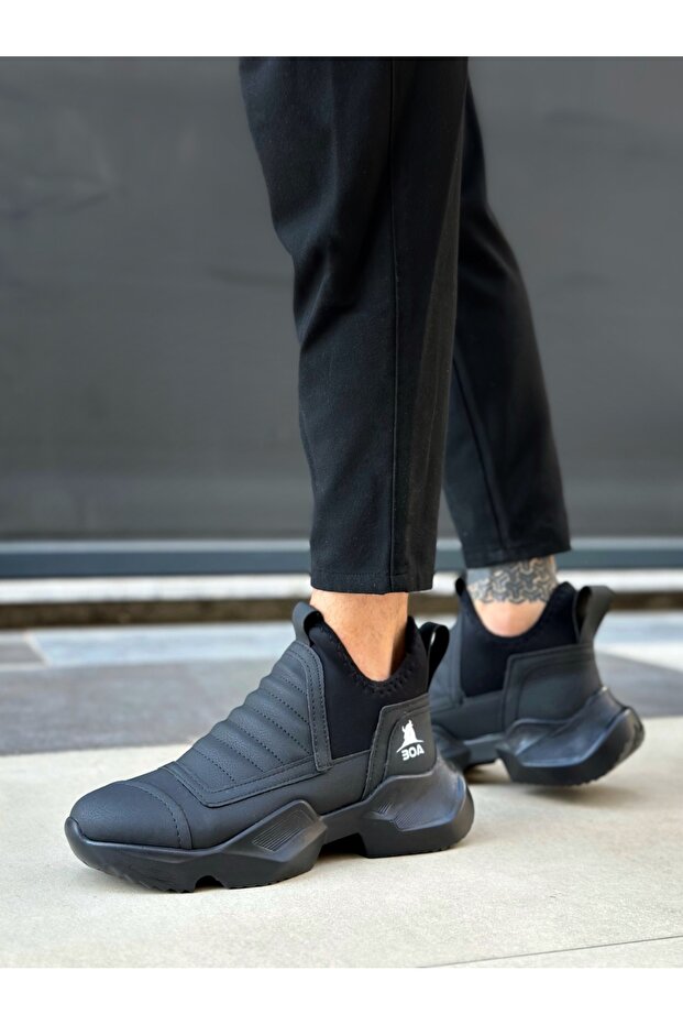 BA0401 Bağcıksız Rahat Yüksek Taban Erkek Spor Yarım Bilek Bot - 2