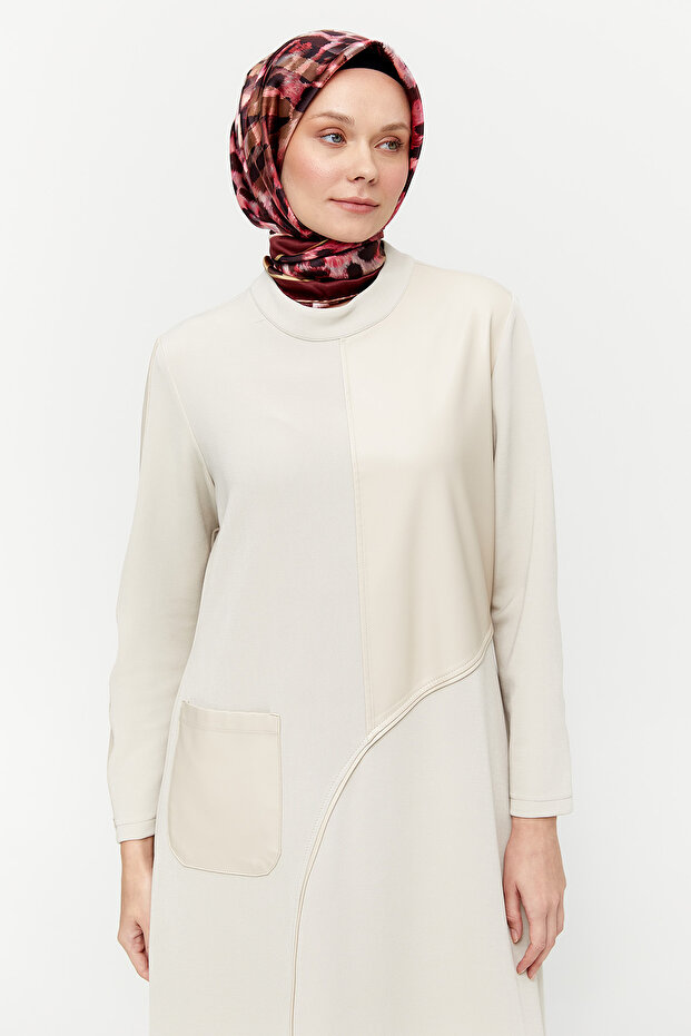 Deri Detaylı Elbise - 5